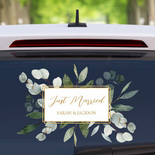 Autocollant Pour Fenêtre Elegant feuilles d'eucalyptus aquarelle Jeune mari