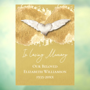 Autocollant Pour Fenêtre Elégant Heart Wings Love Memory Remembrance