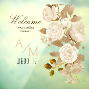 Autocollant Pour Fenêtre Élégant Rose chic Monogramme blanc
