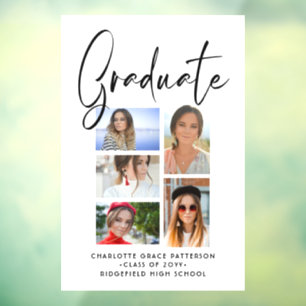 Autocollant Pour Fenêtre Élégant Script Multi Photo Graduate