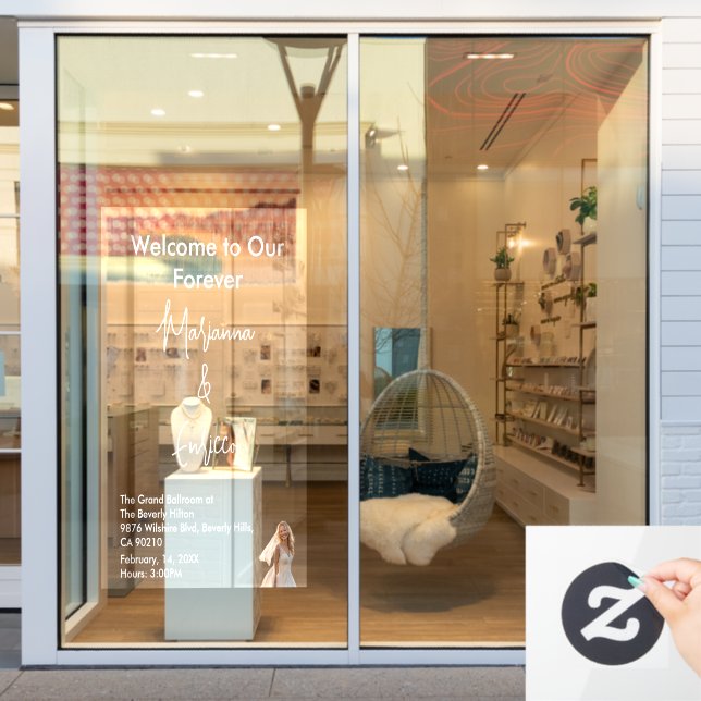 Autocollant Pour Fenêtre Elegant White Weddings Celebrating Love Romance (Vitrine du magasin)