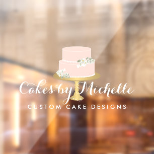 Autocollant Pour Fenêtre Élégante boulangerie de gâteau rose transparent