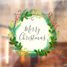 Élégante couronne de feuillage d'hiver Joyeux Noël