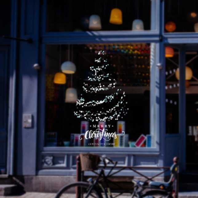 Autocollant Pour Fenêtre Élégante Parties scintillant Noël Arbre de magasin (Elegant Glitter Christmas Tree Storefront Holiday Window Cling)