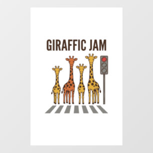Autocollant Pour Fenêtre Embouteillage giraffic Drôle de girafe traversant