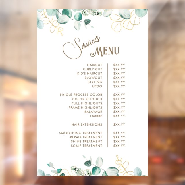 Autocollant Pour Fenêtre Emerald Greenery Services Menu Clôture de fenêtre (Feuille 2)