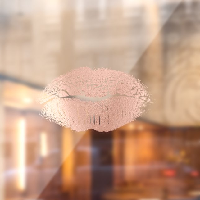 Autocollant Pour Fenêtre Enfilez le Rose Gold Lips Kiss (Feuille 2)