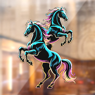 Autocollant Pour Fenêtre Enseigne au néon Cheval Style Rétro Glitch