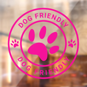Autocollant Pour Fenêtre Enseigne Café Chien Bienvenu Café Moderne Rose