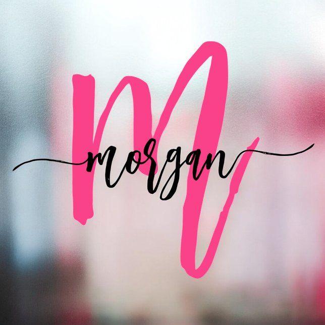 Autocollant Pour Fenêtre Enseigne commerciale en monogramme rose vif (Créateur téléchargé)