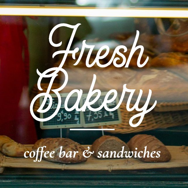 Autocollant Pour Fenêtre Enseigne de Boulangerie Entreprise Script Vitre en (Bakery Branding Business Script Window Glass Window Cling)