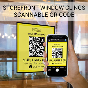 Autocollant Pour Fenêtre Enseigne de magasin Code QR scannable   Scanner, C