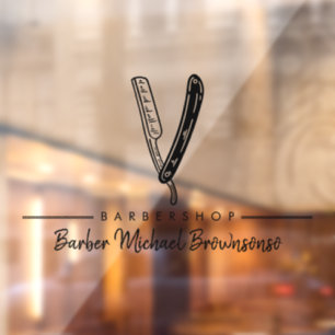 Autocollant Pour Fenêtre Enseigne de salon de coiffure rasoir entreprise