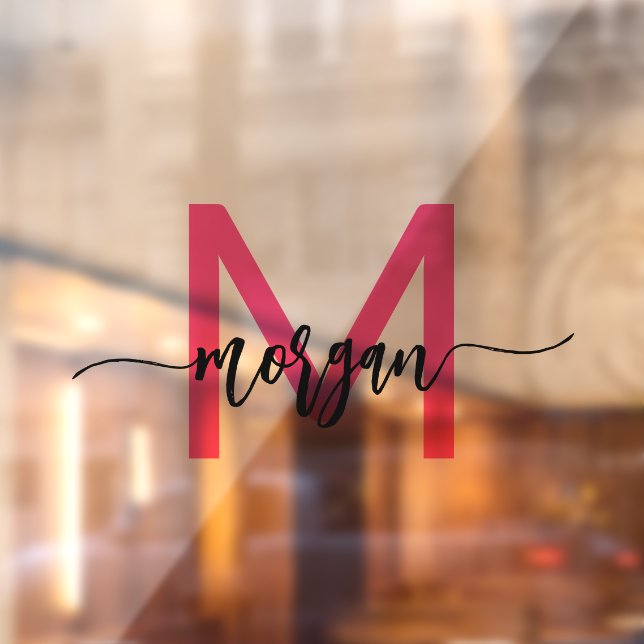 Autocollant Pour Fenêtre Enseigne Monogramme Rose Clair Entreprise Société (Feuille 2)