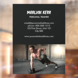 Autocollant Pour Fenêtre Entreprise de gym photo personnalisée gris