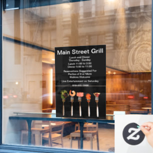 Autocollant Pour Fenêtre Entreprise de restaurant moderne Fourchettes Nourr