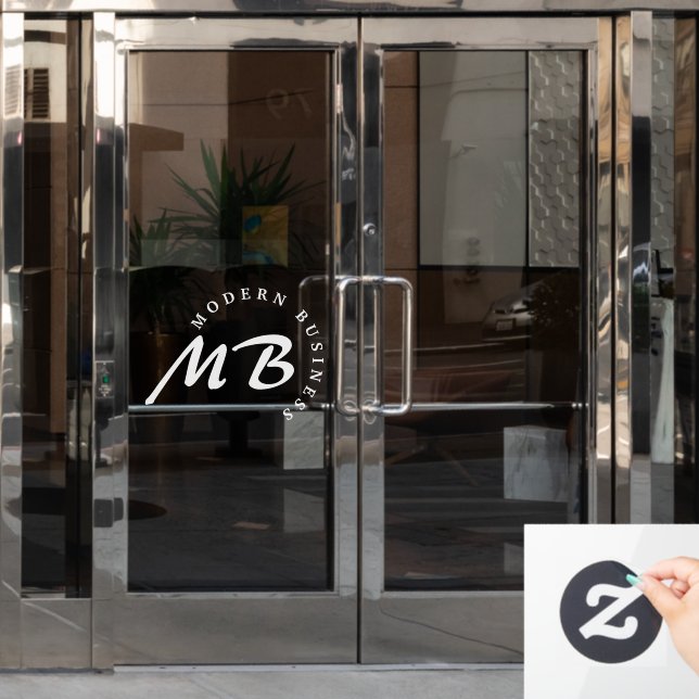 Autocollant Pour Fenêtre Entreprise moderne Monogramme Typographie courbe (Porte de bureau)
