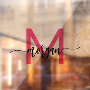 Autocollant Pour Fenêtre Entreprise Société Nom Monogramme Rose Chaud