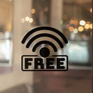 Autocollant Pour Fenêtre Espace de travail Café WIFI gratuit Noir