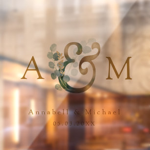 Autocollant Pour Fenêtre Eucalyptus, Ampersand, Monogramme, Mariage