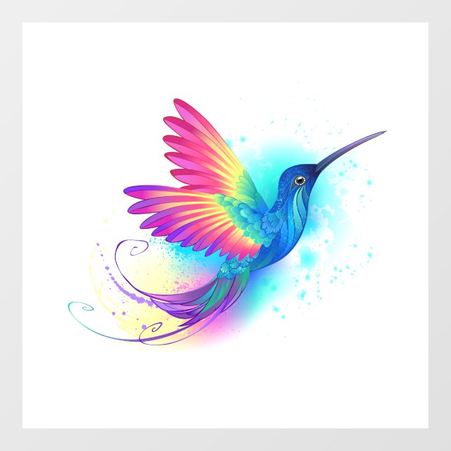 Autocollant Pour Fenêtre Exotic Rainbow Hummingbird (Feuille)
