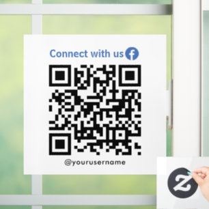 Autocollant Pour Fenêtre Facebook Se Connecter Avec Nous Qr Code Blanc