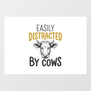 Autocollant Pour Fenêtre Facilement Distrait Par Les Vaches Drôle De T-Shir