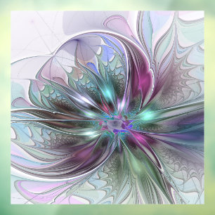 Autocollant Pour Fenêtre Fantaisie Abstraite Moderne Fleur Fractale Colorée