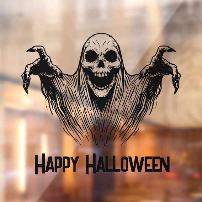 Autocollant Pour Fenêtre Fantôme effrayant Joyeux Halloween Clôture de fenê (Feuille 2)