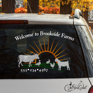 Autocollant Pour Fenêtre Farm Livestock Animals Sunrise Hill Window Cling