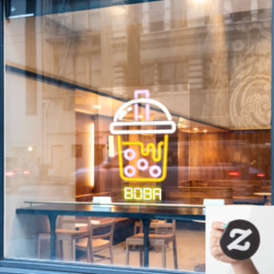 Autocollant Pour Fenêtre Fausses enseignes néon Boba Bubble Tea avant 