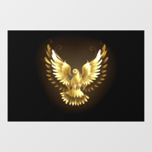 Autocollant Pour Fenêtre Faux Gold Foil Peace Dove en noir