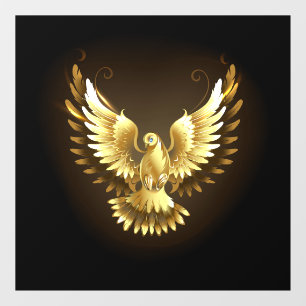 Autocollant Pour Fenêtre Faux Gold Foil Peace Dove en noir