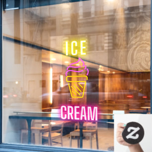 Autocollant Pour Fenêtre Faux Neon Ice Cream Cone Business