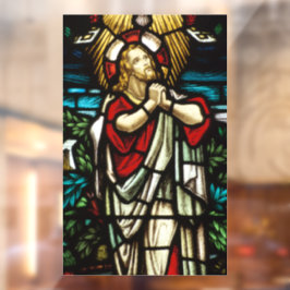 Autocollant Pour Fenêtre Faux Vitrail Jésus Priant Dans Le Sauvage