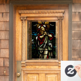 Autocollant Pour Fenêtre Faux Vitrail Jésus Priant Dans Le Sauvage