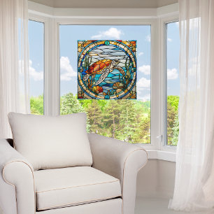 Autocollant Pour Fenêtre Faux vitrail personnalisable Tortue de mer Fenêtre