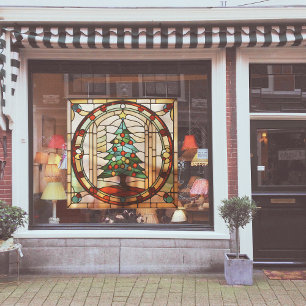 Autocollant Pour Fenêtre Faux Vitraux Arbre de Noël Grand Arbre
