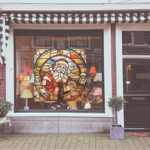 Autocollant Pour Fenêtre Faux Vitraux Santa Claus Grand