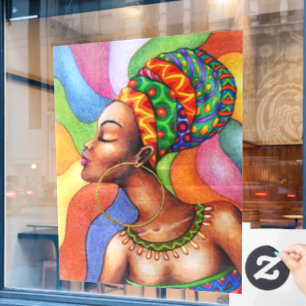 Autocollant Pour Fenêtre Femme africaine avec cire tissu traditionnel