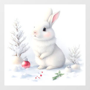 Autocollant Pour Fenêtre Fenêtre de Noël du lapin de neige