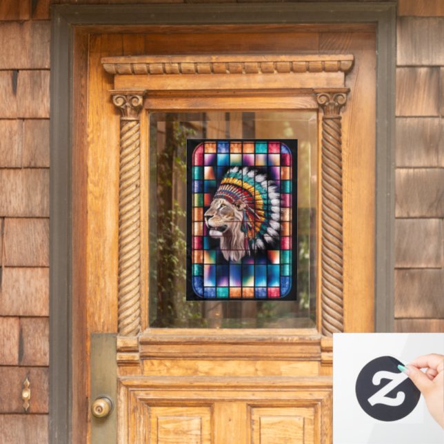 Autocollant Pour Fenêtre Fenêtre en verre tendu rétroéclairé avec mosaïque  (Porte d'accueil)