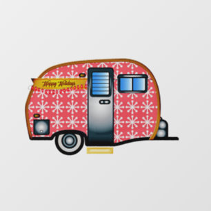 AUTOCOLLANT POUR FENÊTRE FENÊTRE RETRO CAMPER TRAILER CHRISTMAS CLAIR