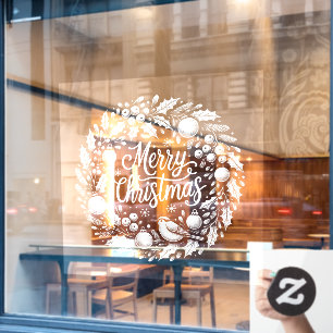 Autocollant Pour Fenêtre Festif 'Joyeux Noël' Chalkboard Wreath Cling