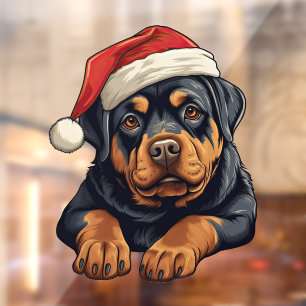Autocollant Pour Fenêtre Festive Noël Rottweiler Cling fenêtre