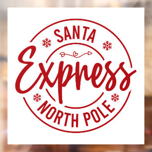 Autocollant Pour Fenêtre Festive Père Noël express Pôle Nord