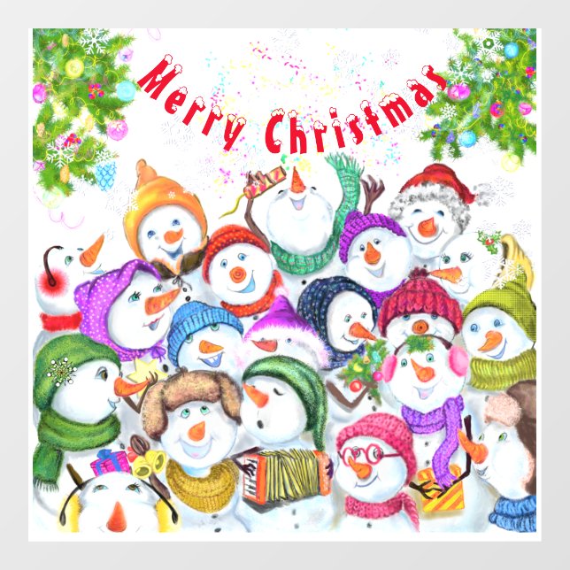 Autocollant Pour Fenêtre Fête des Snowmans - Fun (Feuille)