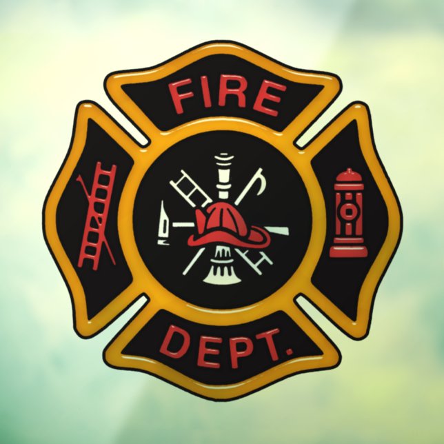 Autocollant Pour Fenêtre Fire Department Maltese Cross Window Cling (Feuille 3)