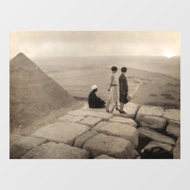 Autocollant Pour Fenêtre Flapper Girls Sunrise Khufu Pyramid, Égypte 1920 (Feuille)