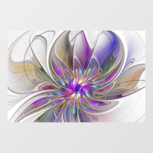 Autocollant Pour Fenêtre Fleur d'art fractal abstrait énergique et coloré